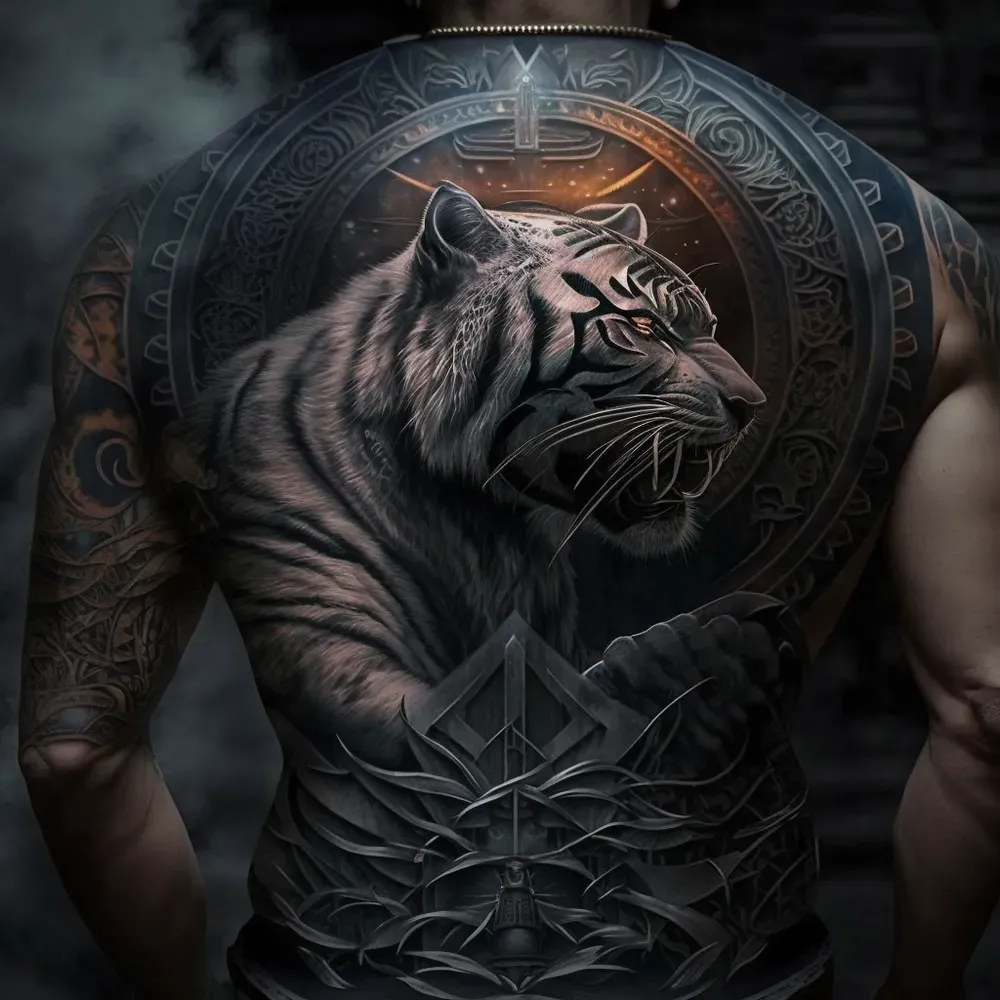 intricate tribal back tattoos for men.