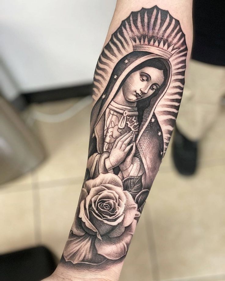 intricate Virgin Mary tattoo designs for men