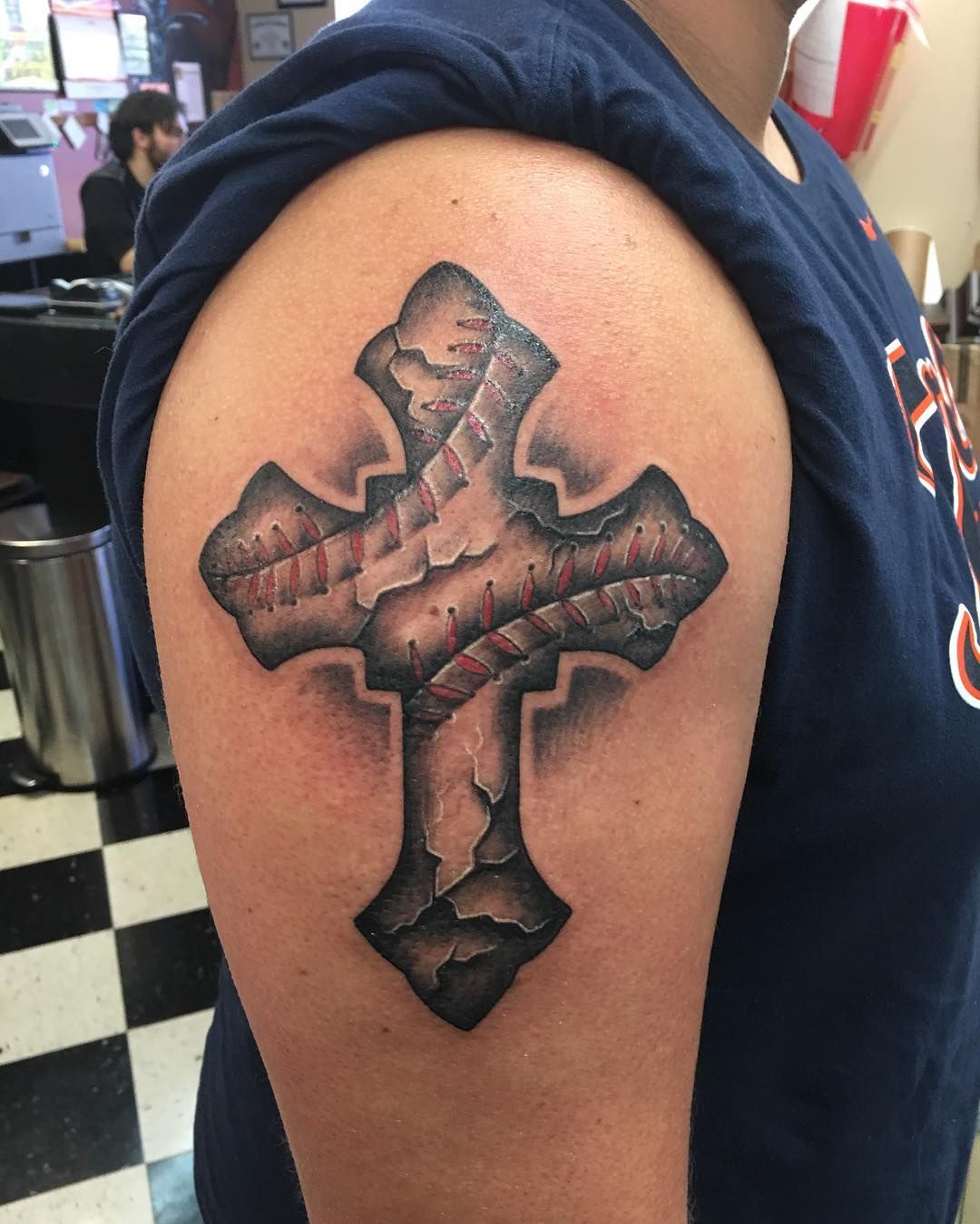 large baseball tattoos for men