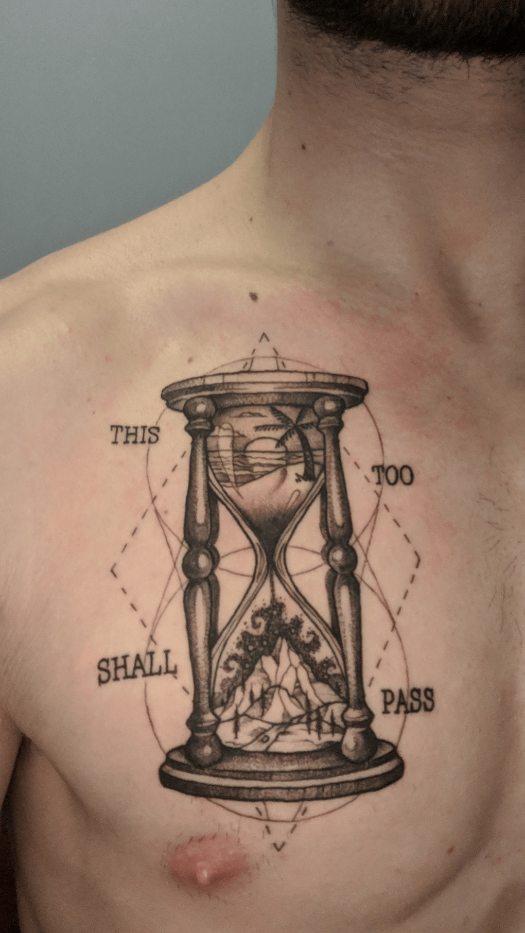 large hourglass tattoos for men