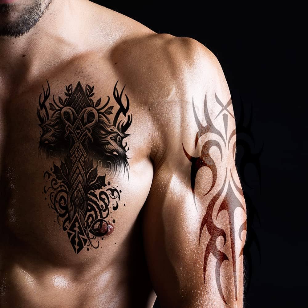 large tribal back tattoos for men