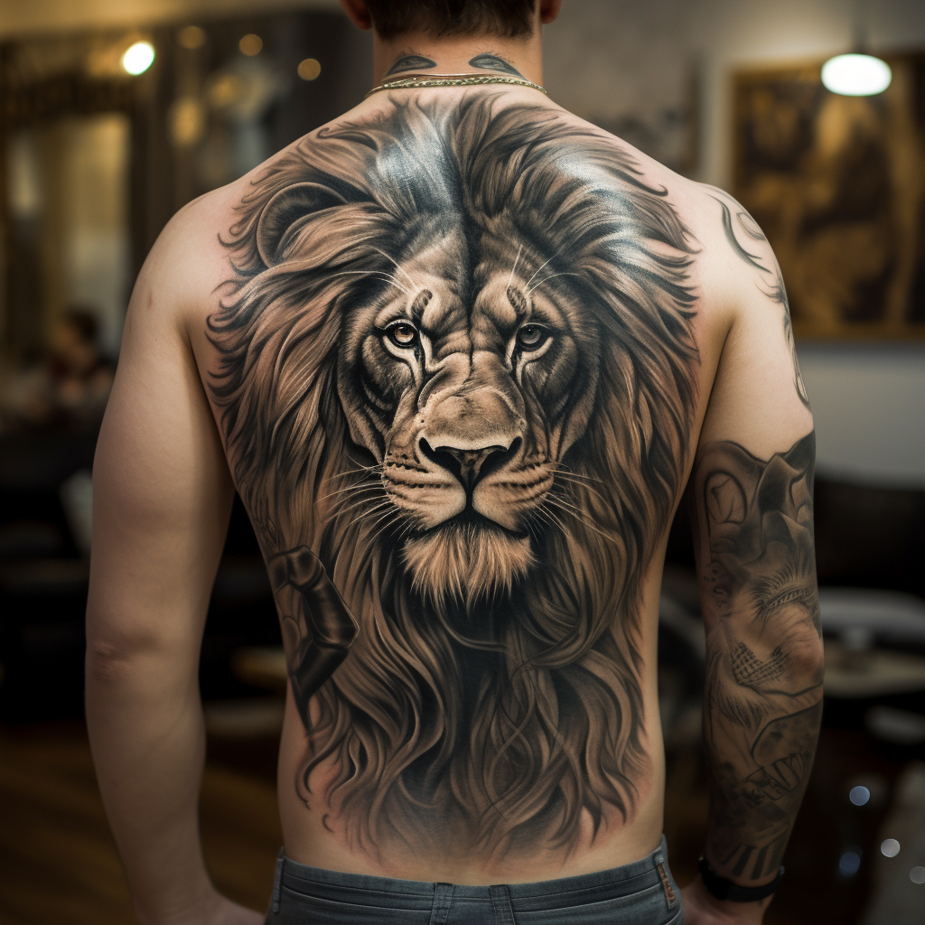 lion back tattoo designs for men