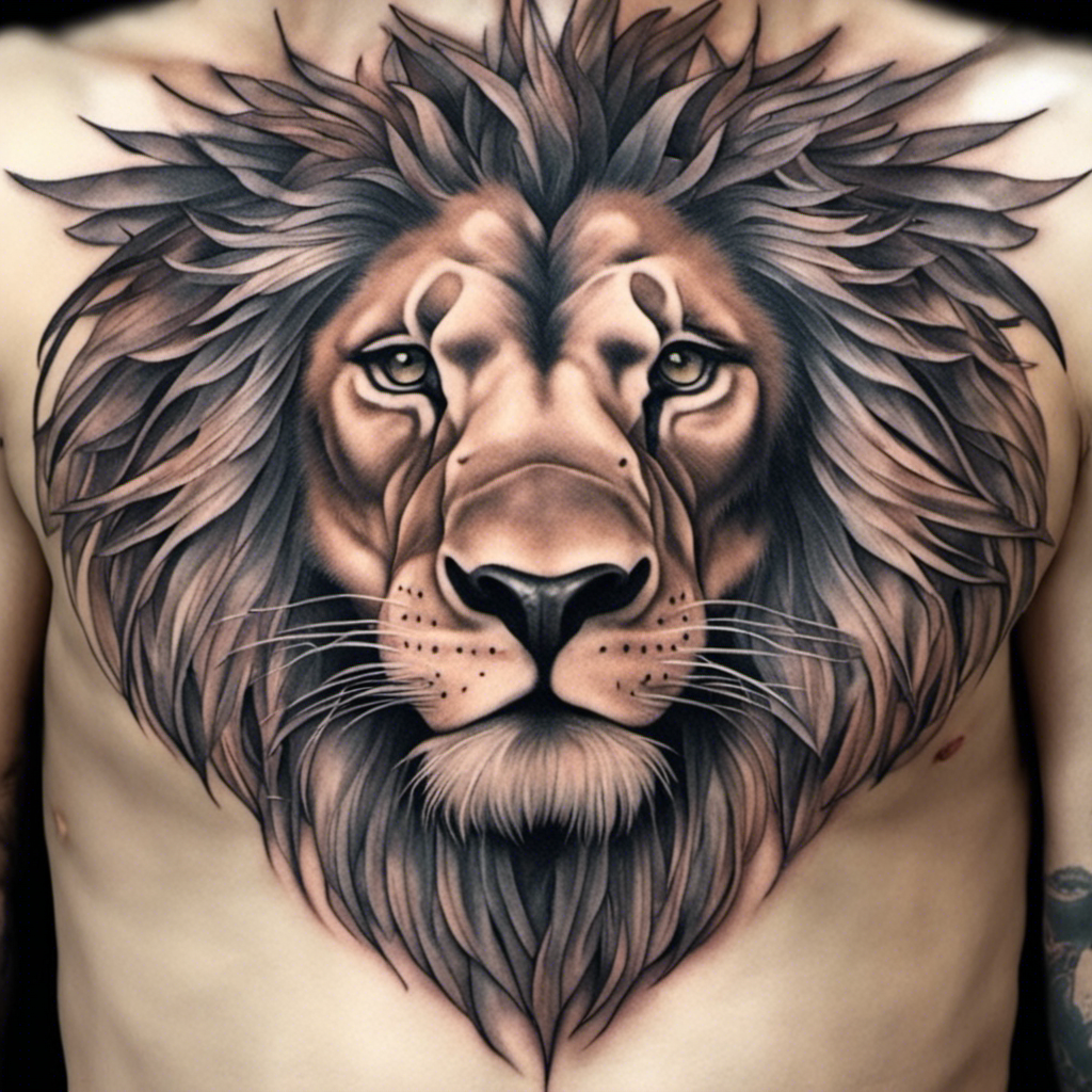 lion chest tattoos for men designs