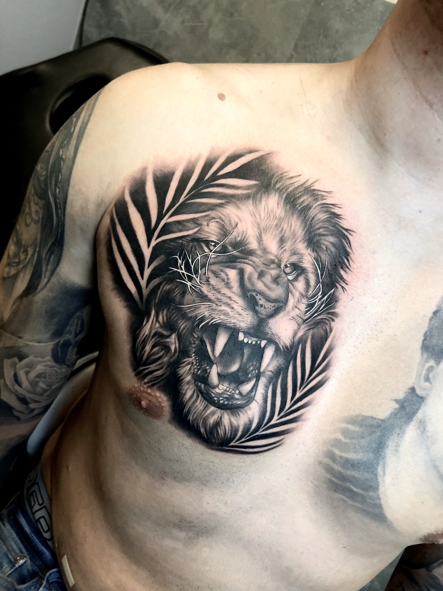 lion chest tattoos for men 0013