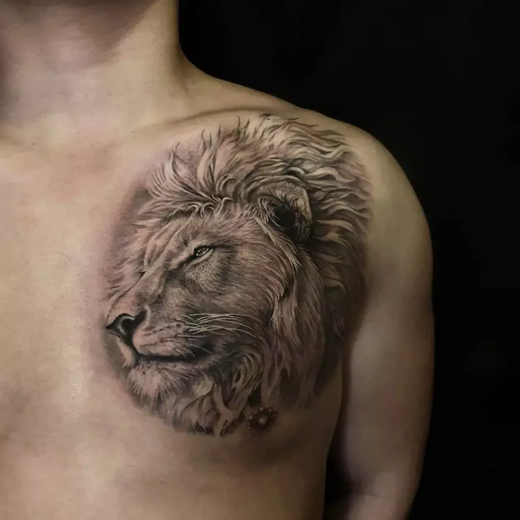 lion chest tattoos for men 0017