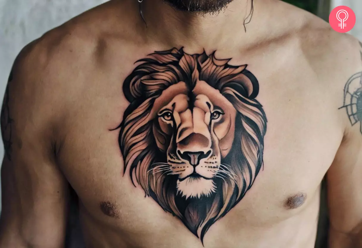 lion chest tattoos for men 0018