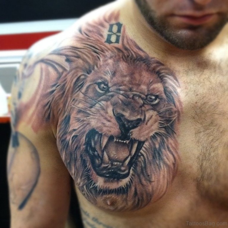 lion chest tattoos for men 0034