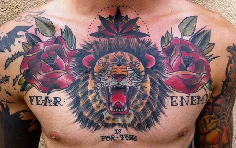 lion chest tattoos for men 0045