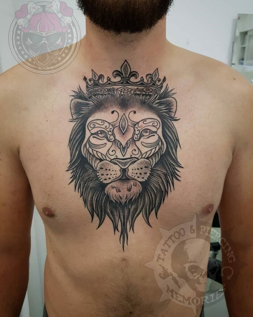 lion chest tattoos for men 0088