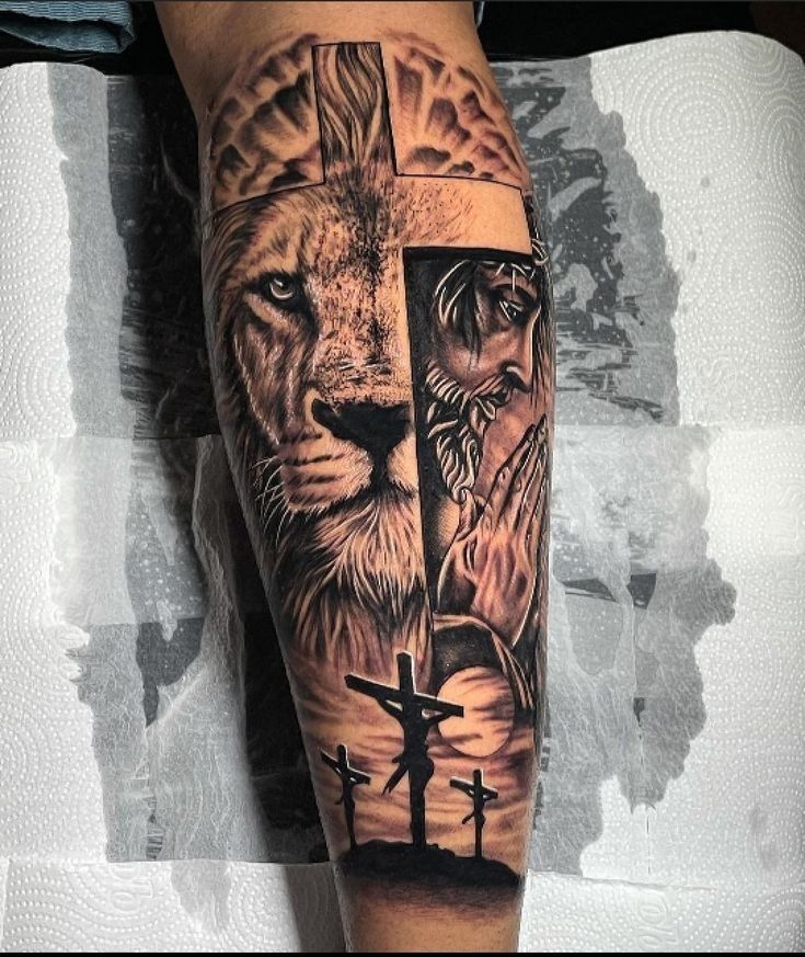 lion forearm tattoos for men design ideas