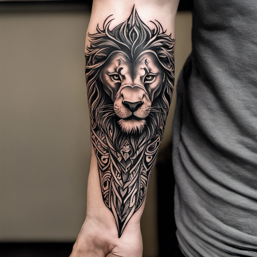 lion forearm tattoos for men 0048