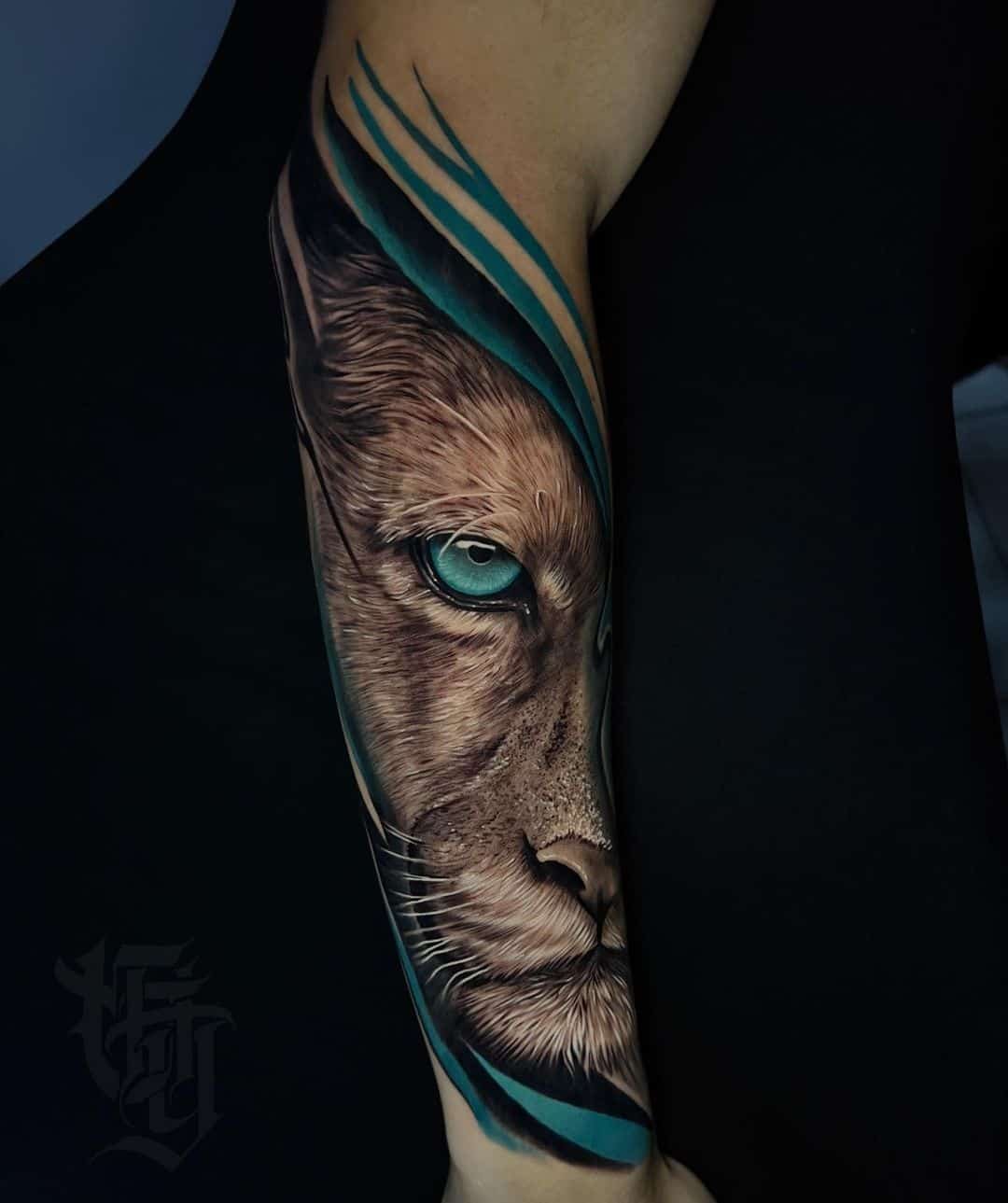 lion forearm tattoos for men 0050