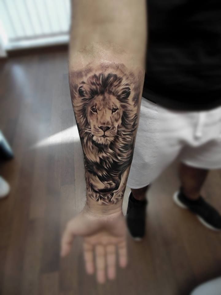 lion forearm tattoos for men 0076