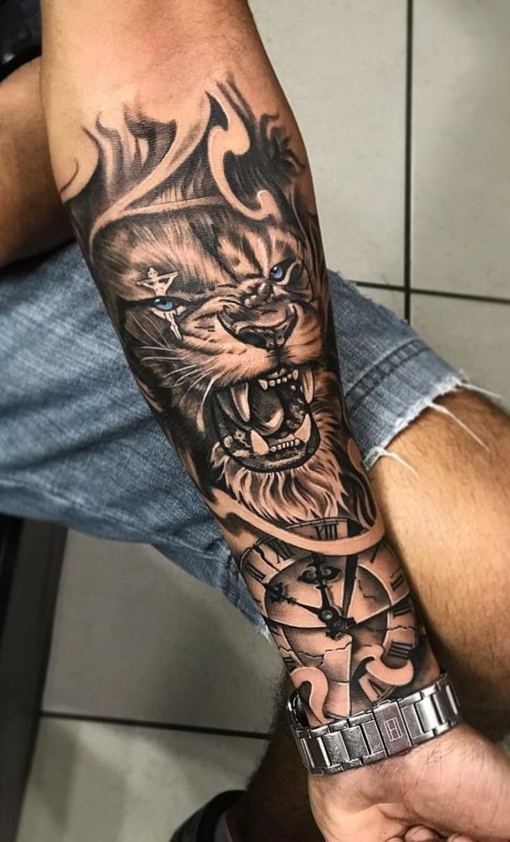 lion forearm tattoos for men 0086