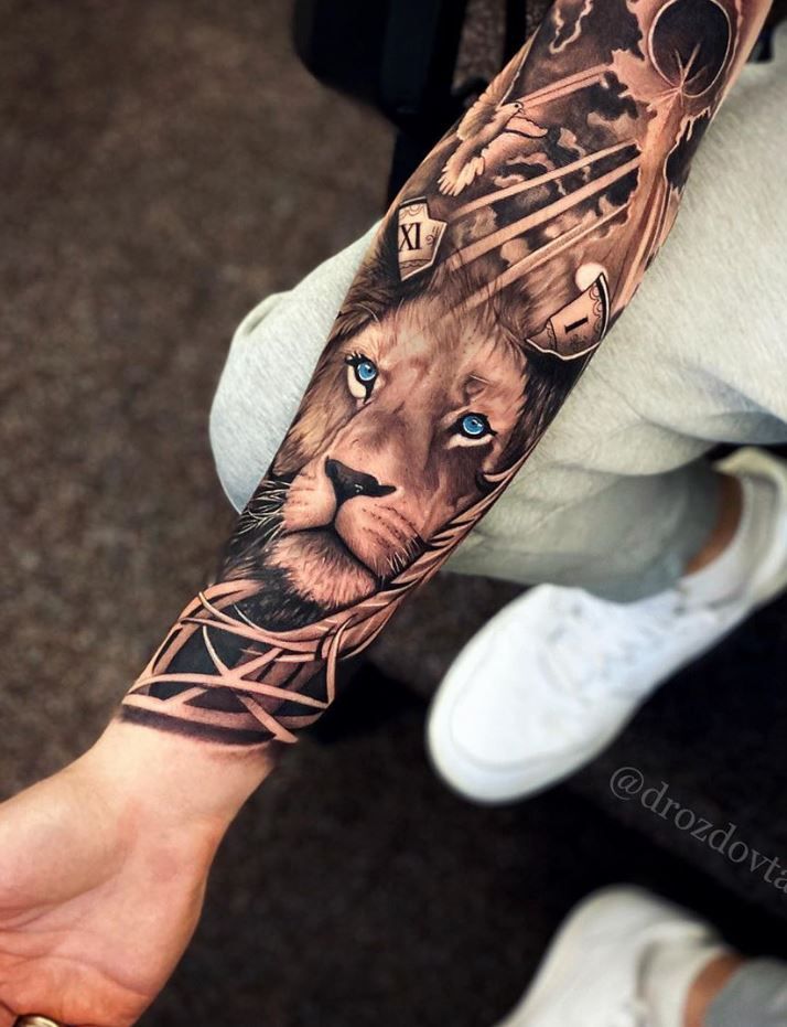 lion forearm tattoos for men 0087