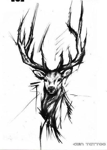 masculine antler tattoos for men