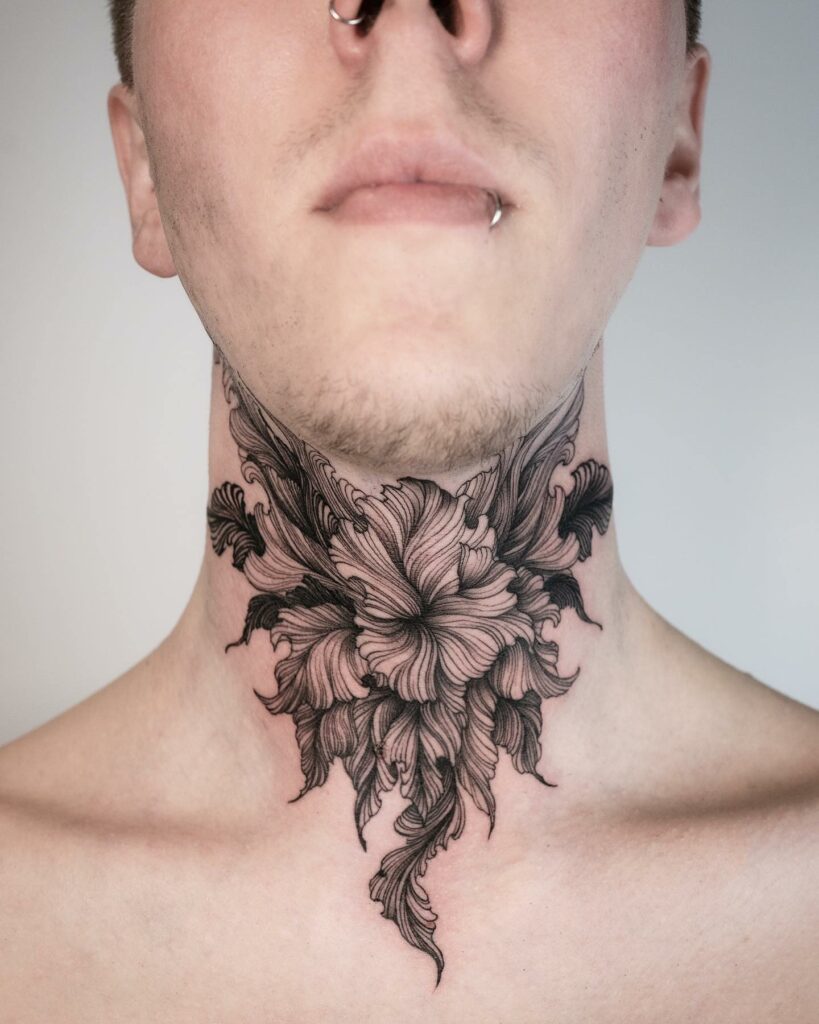 masculine throat tattoos for men