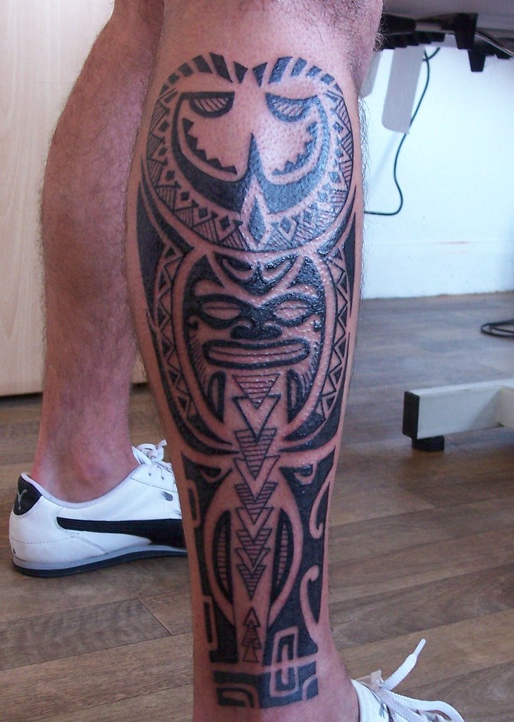 masculine tribal leg tattoos for men