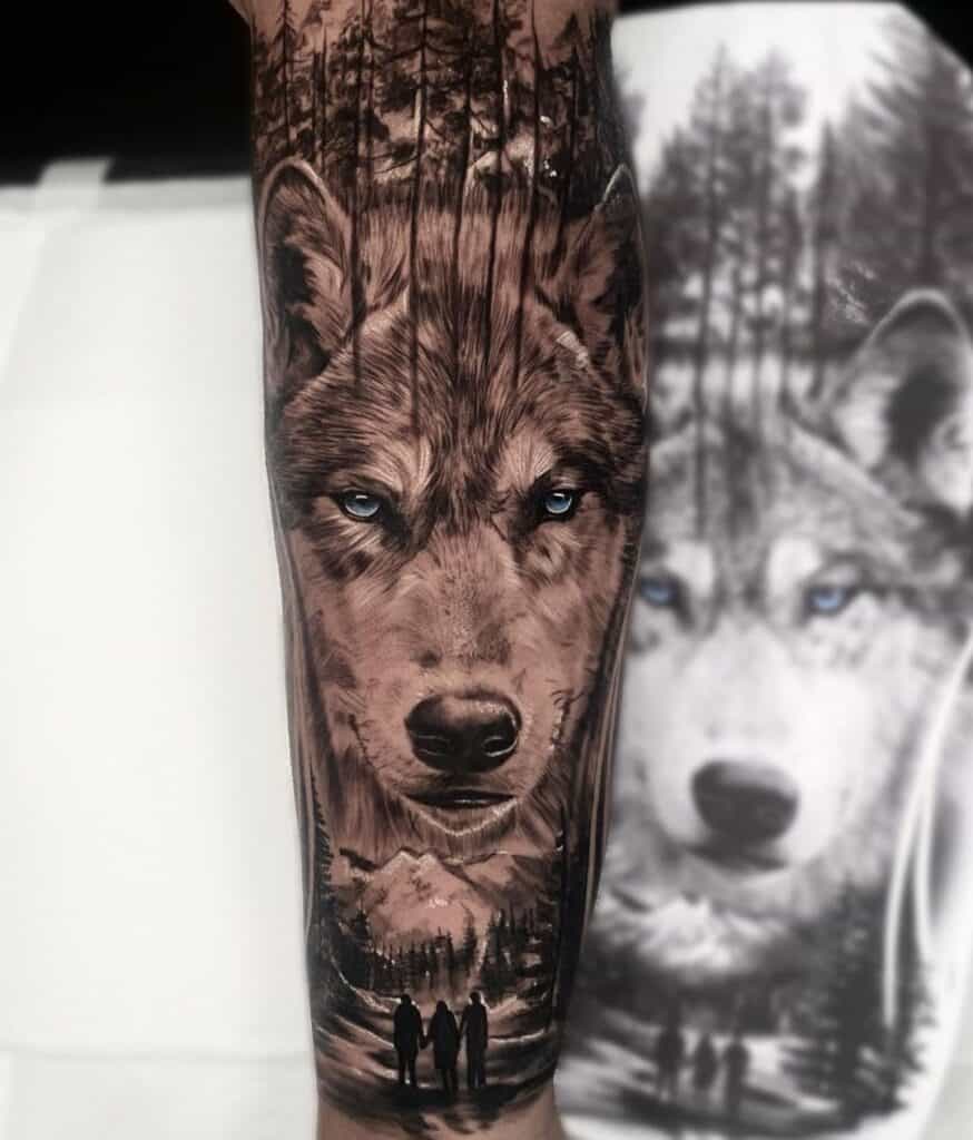 masculine wolf tattoos for men