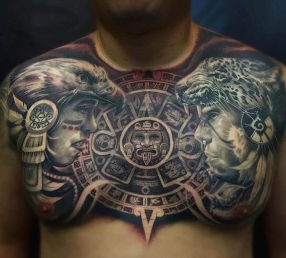 Mayan art tattoos for men