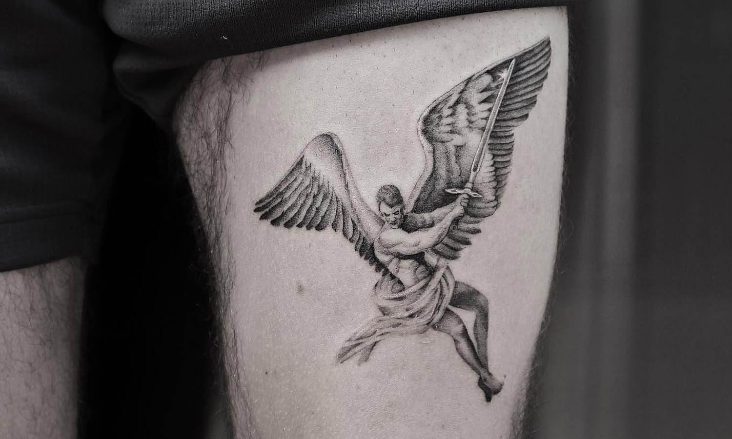 meaning behind angel tattoos for men forearm