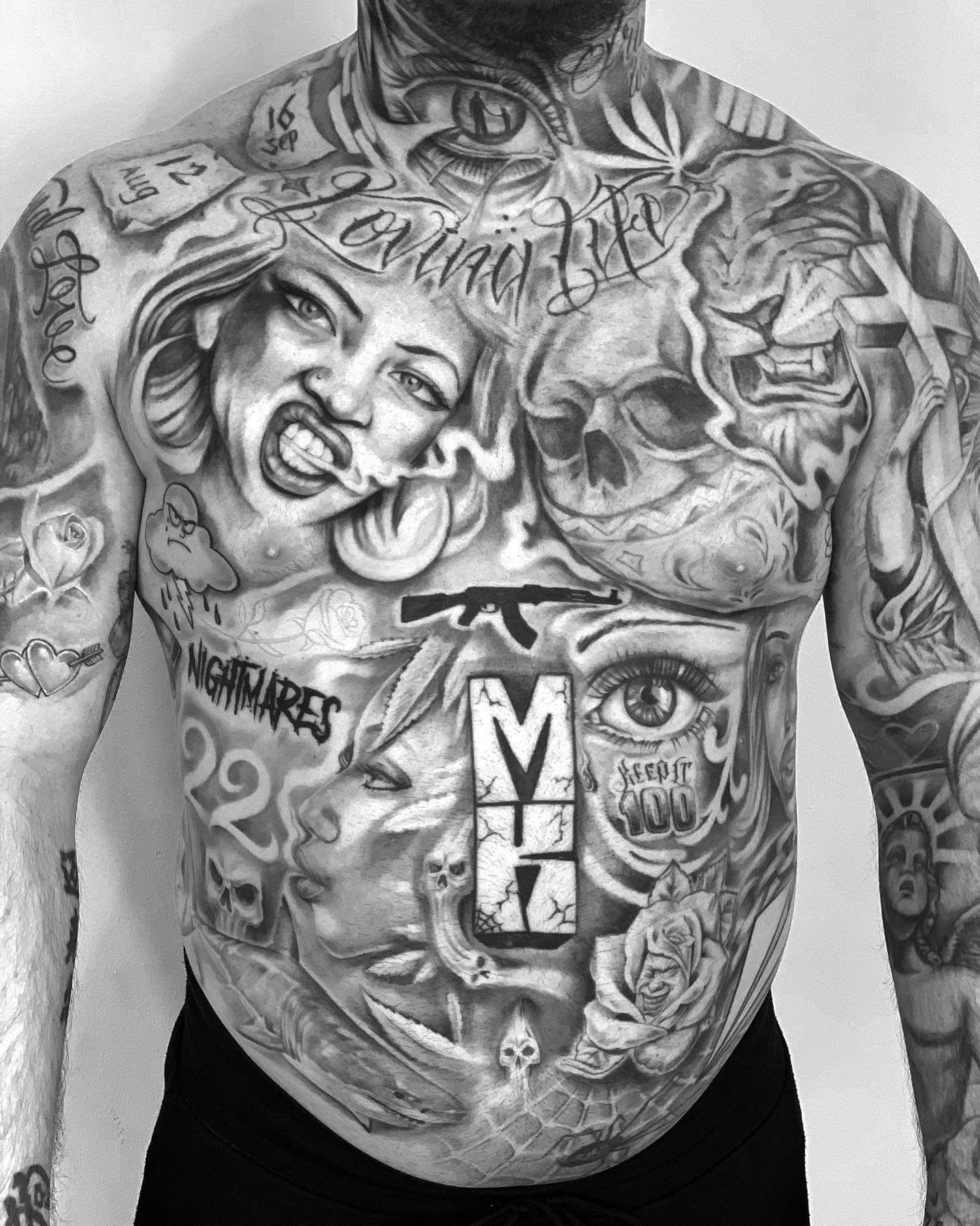 meaning behind Chicano chest tattoos for men