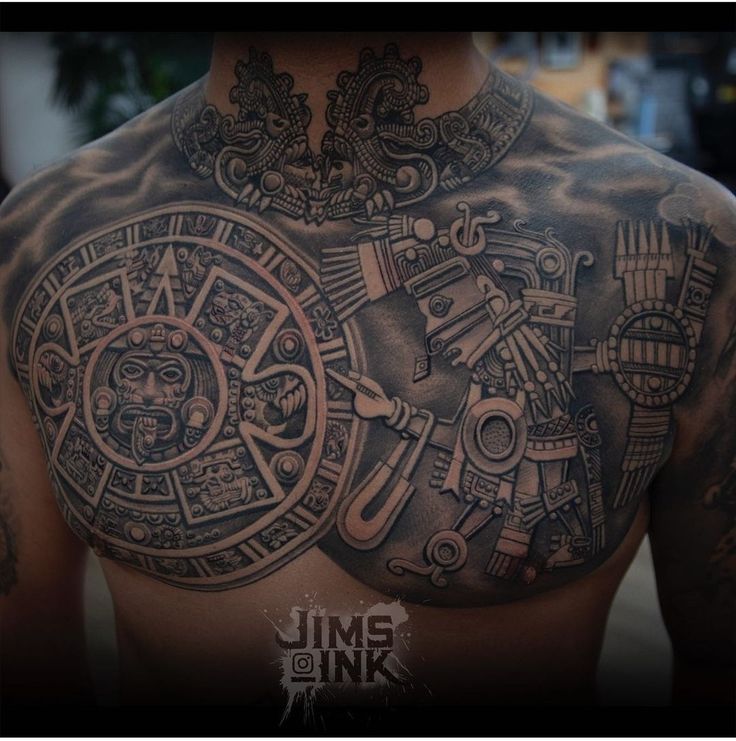 meaning of Aztec warrior chest tattoos for men