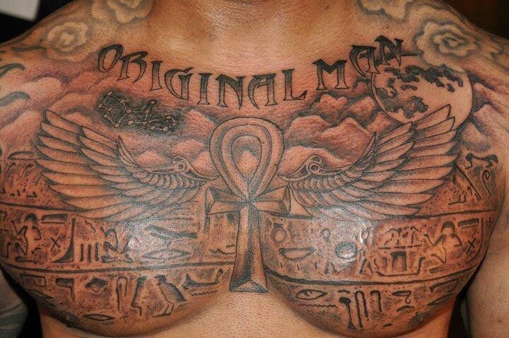 meaning of black Egyptian chest tattoos for men