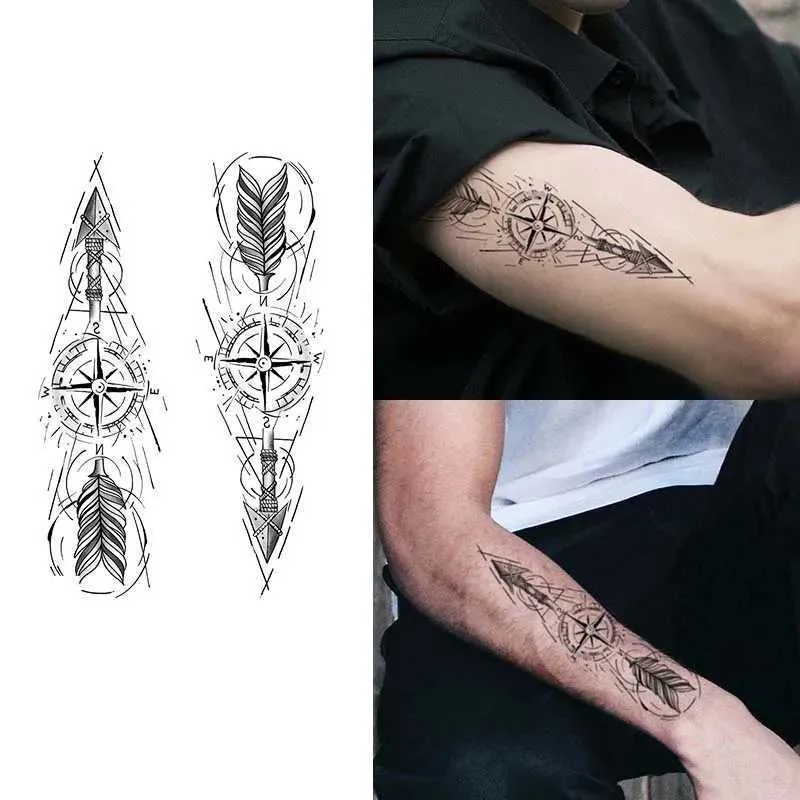 meaningful arrow with compass tattoo symbols for men