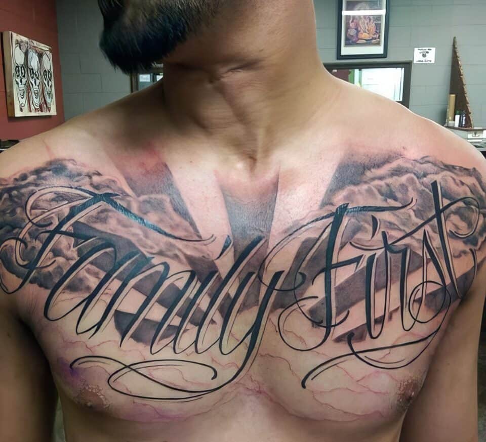 meaningful family chest tattoos for men 0011