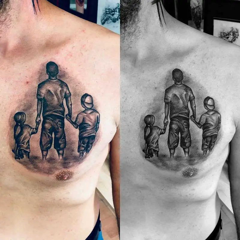 meaningful family chest tattoos for men 0031