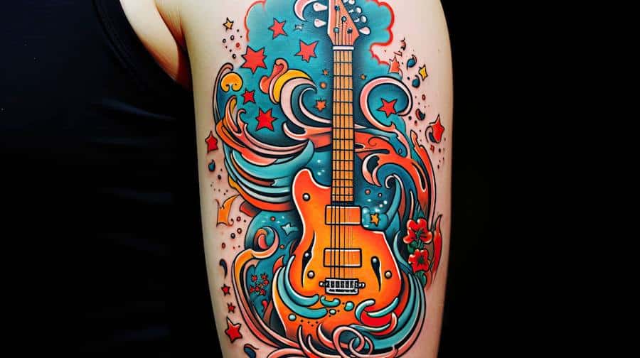 meaningful guitar tattoos for men