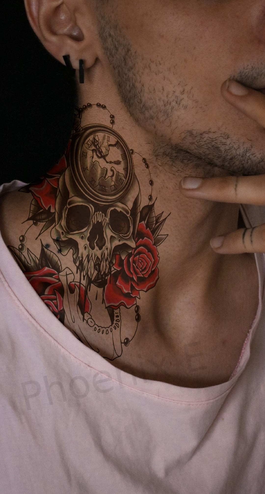 meaningful neck tattoos for men with skull elements