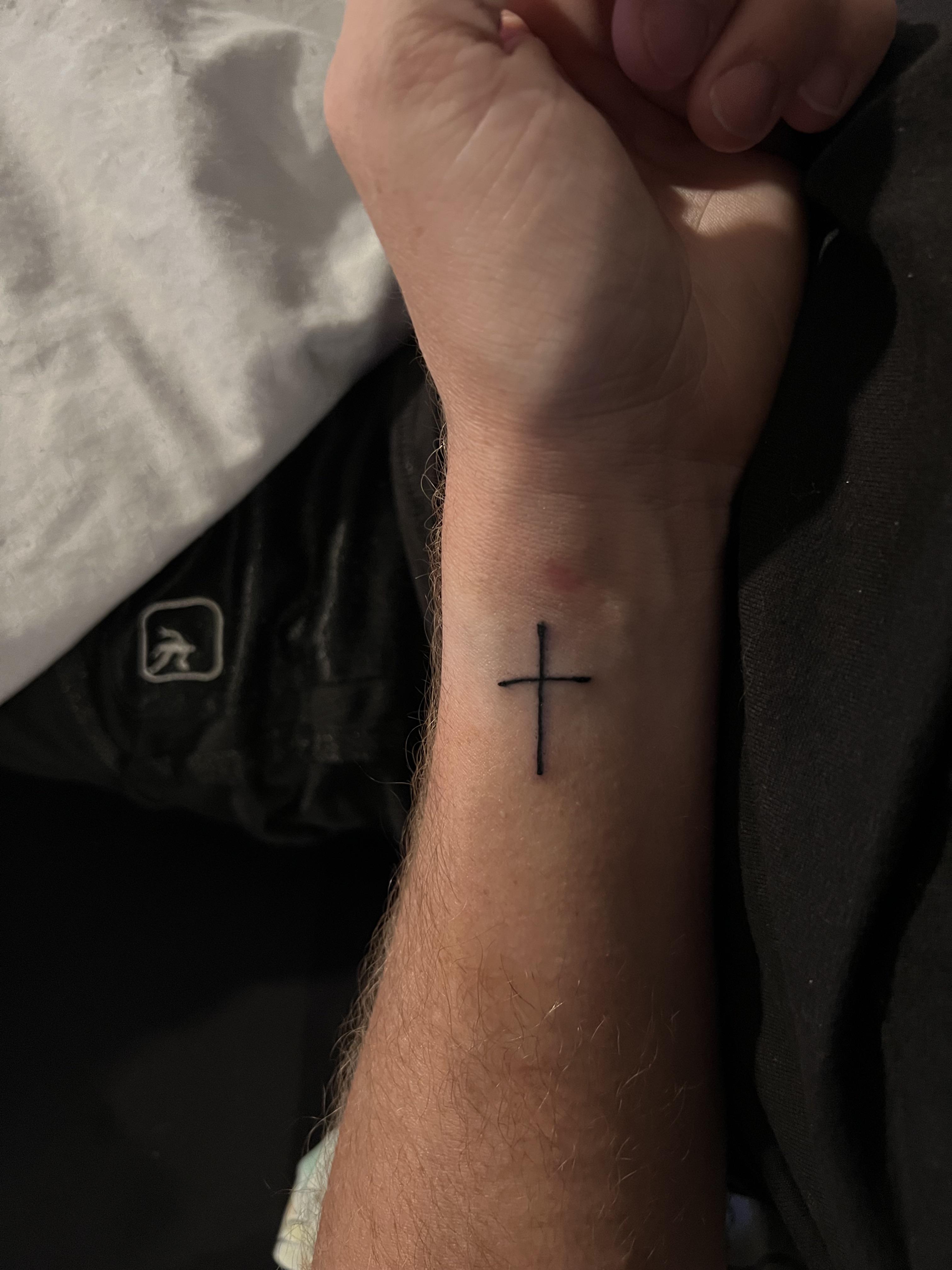 meaningful wrist Cross tattoos for men