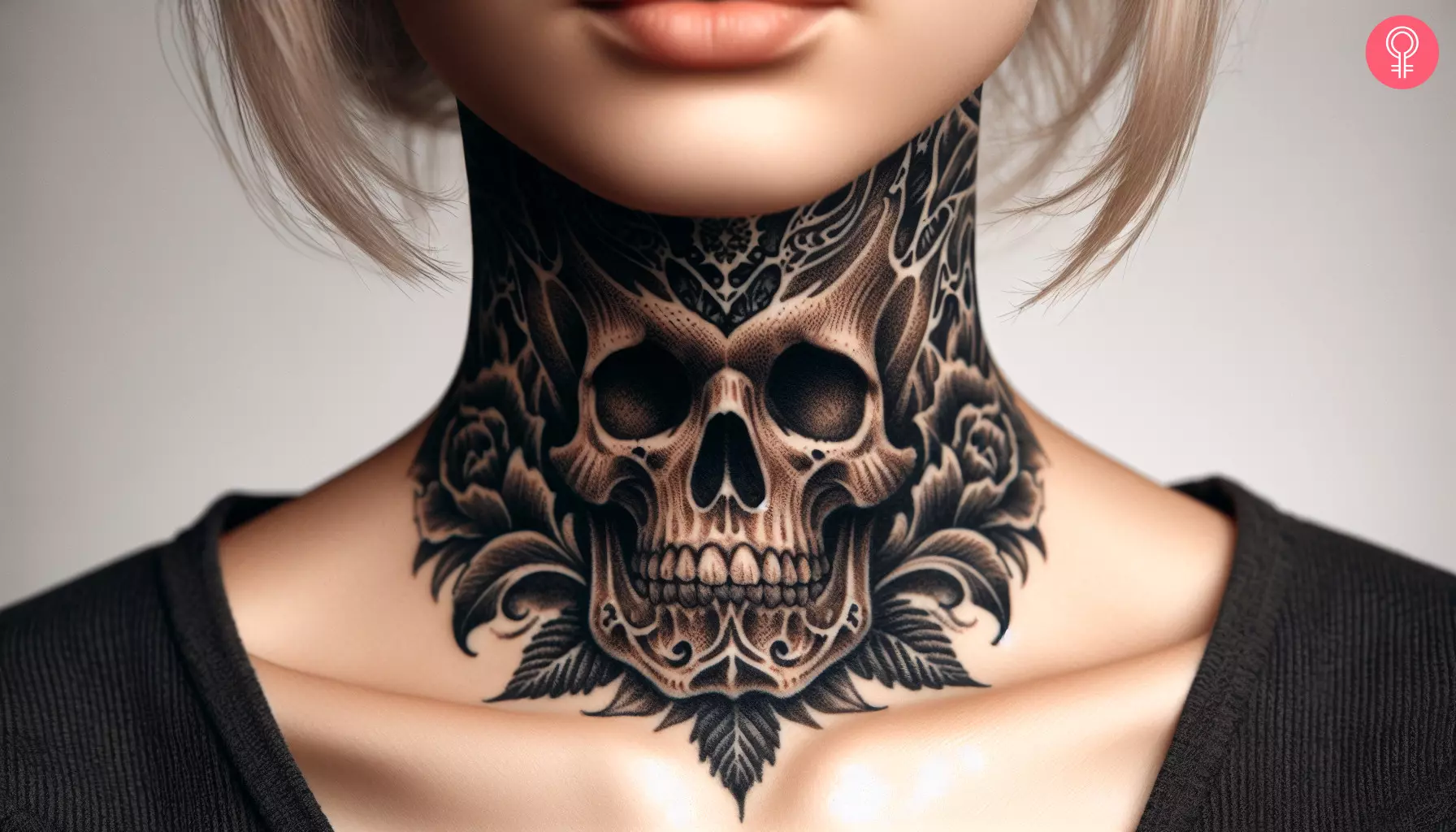 men’s throat skull tattoo symbolism