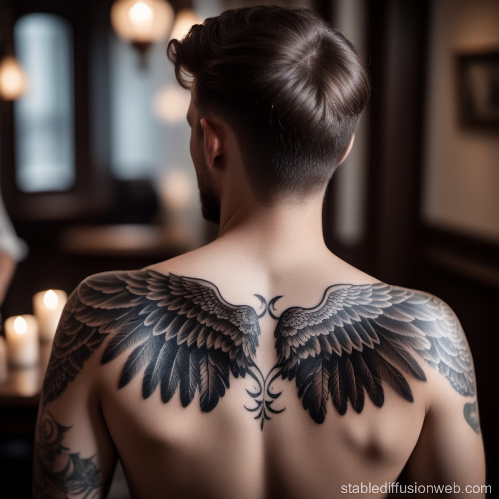 mens wing tattoo for the back design ideas