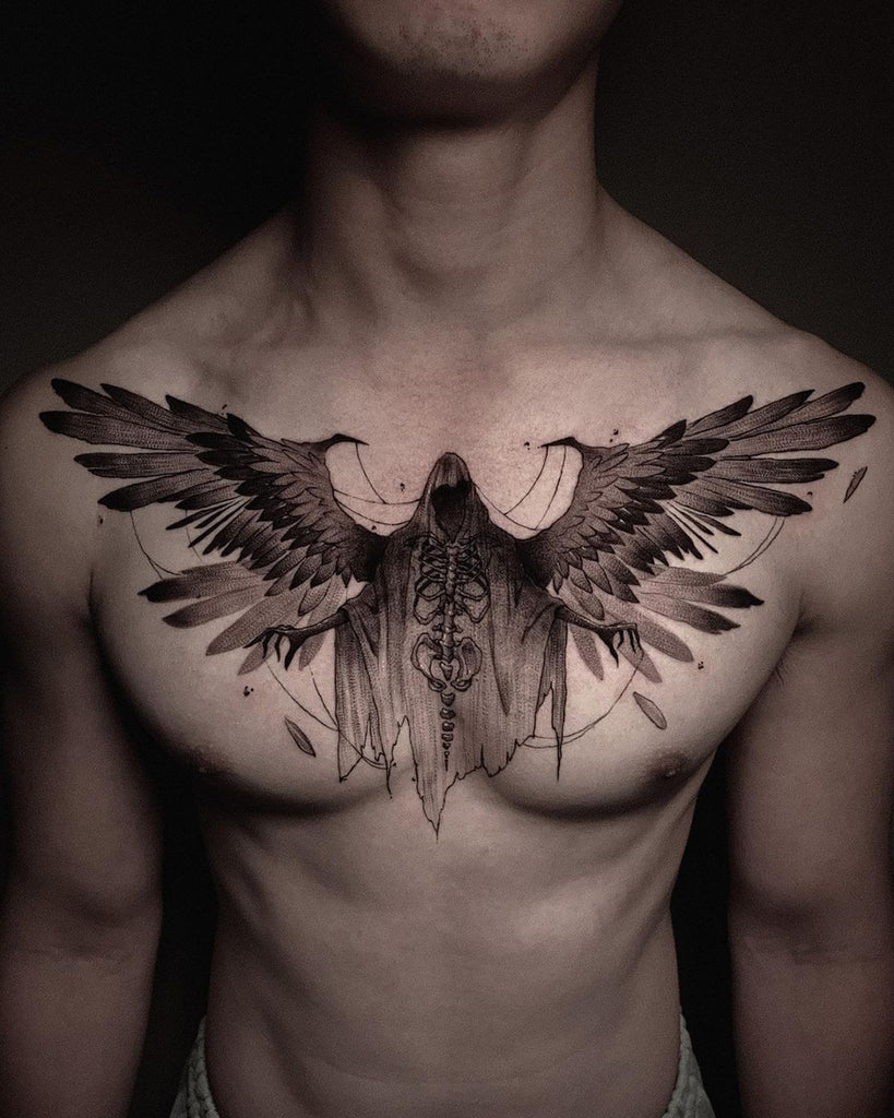 mens wing tattoo for the back 0011