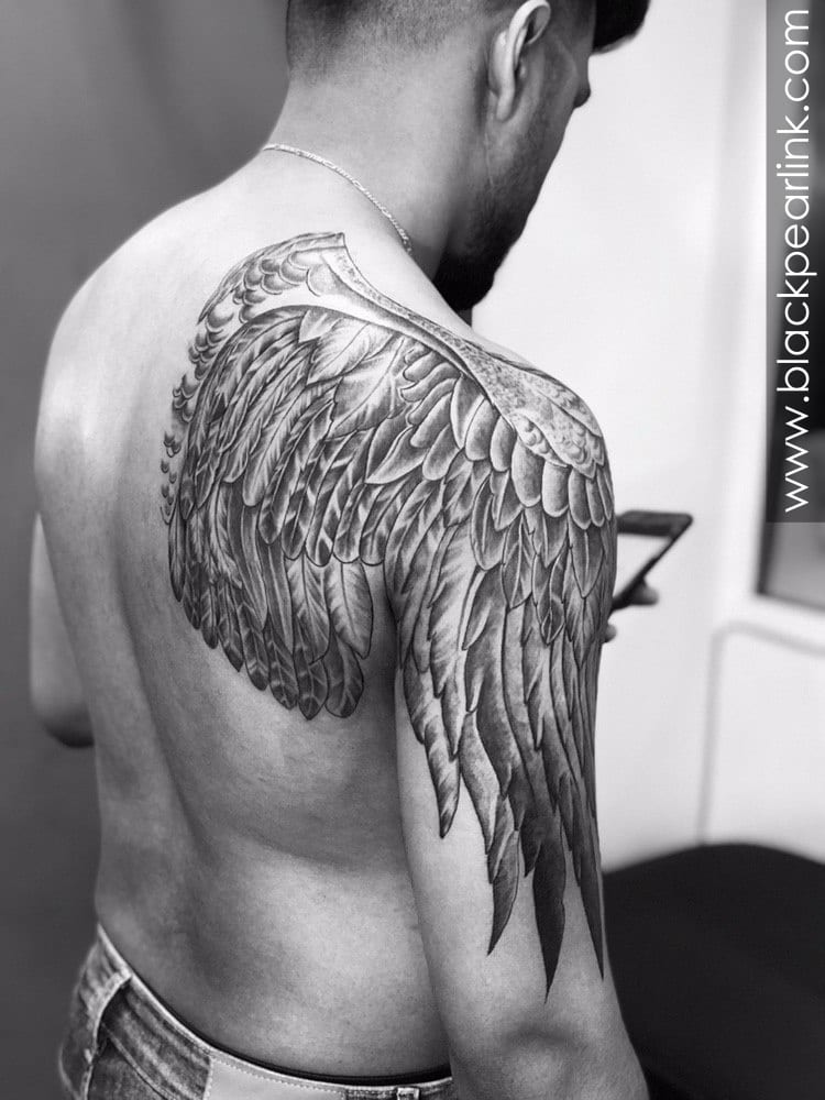 mens wing tattoo for the back 0018