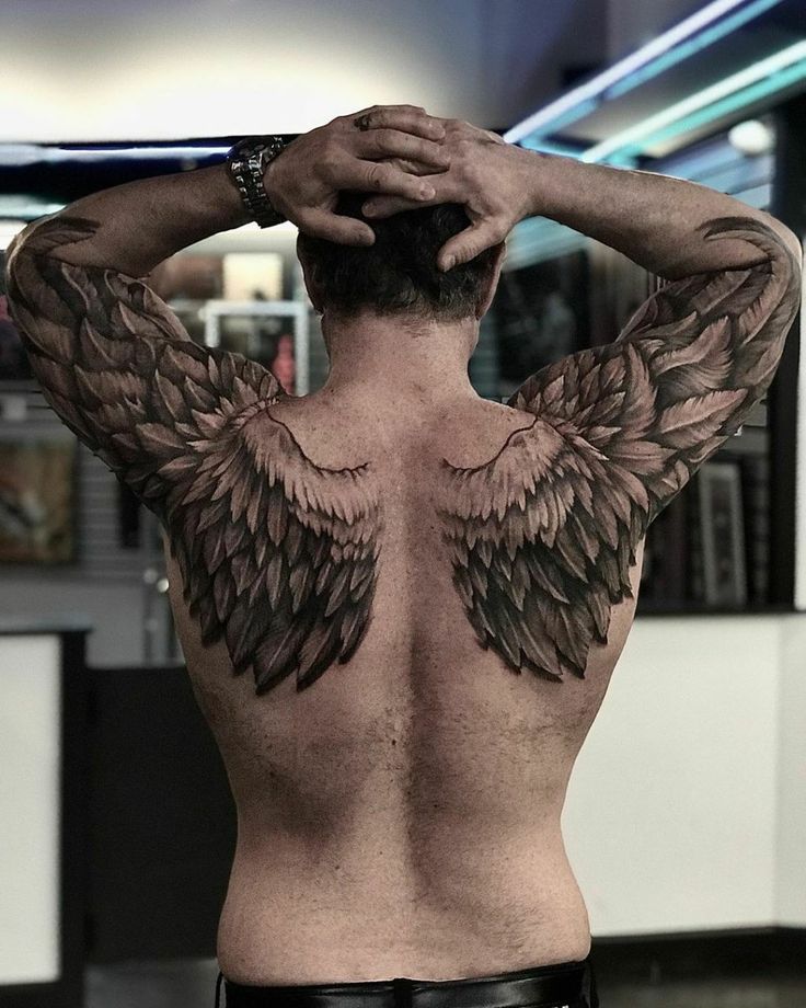 mens wing tattoo for the back 0020