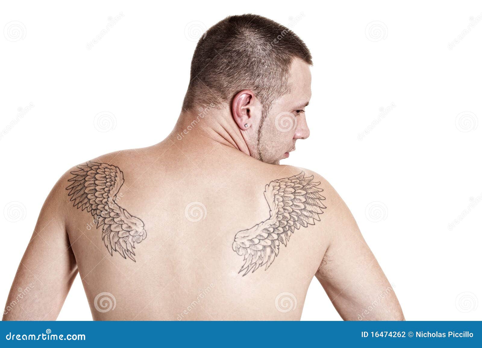 mens wing tattoo for the back 0023