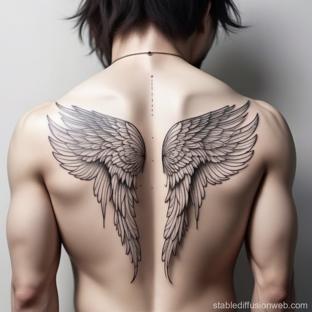 mens wing tattoo for the back 0026