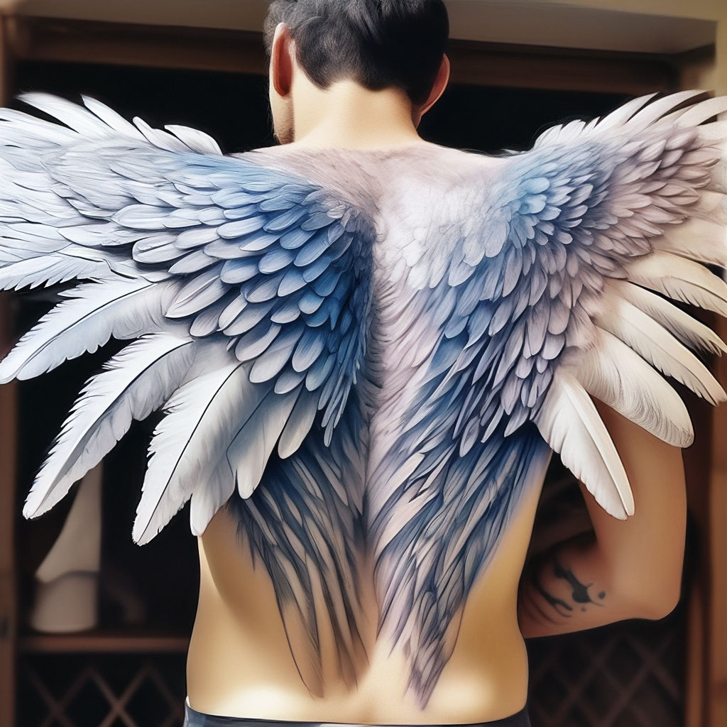 mens wing tattoo for the back 0029