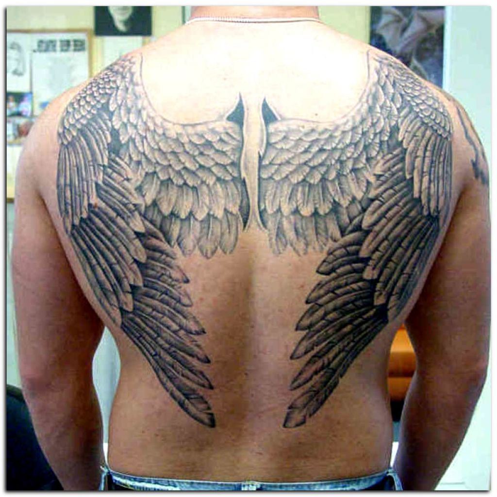 mens wing tattoo for the back 0030