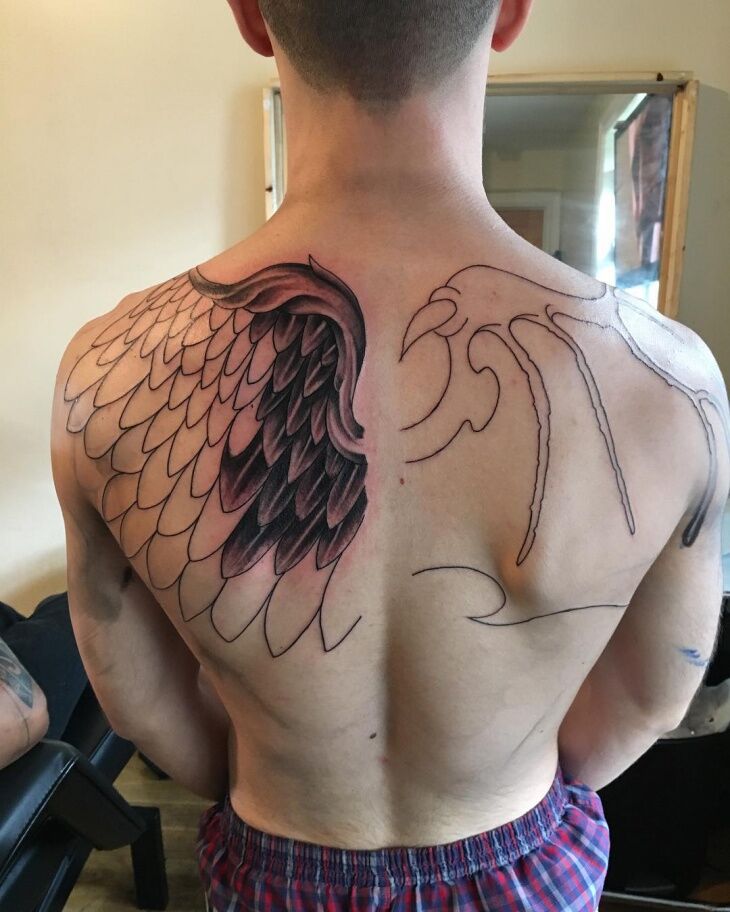 mens wing tattoo for the back 0032