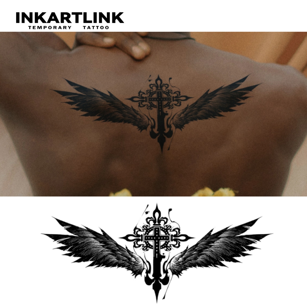 mens wing tattoo for the back 0047