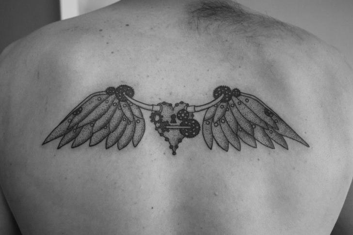 mens wing tattoo for the back 0048