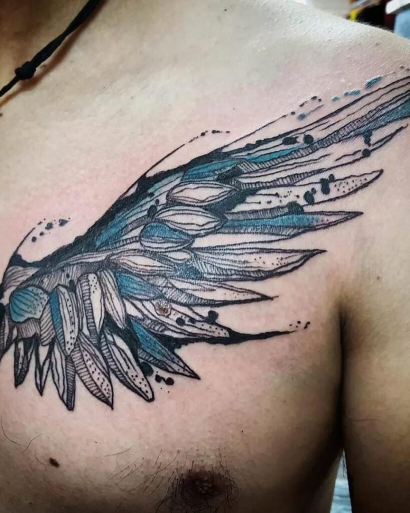 mens wing tattoo for the back 0049