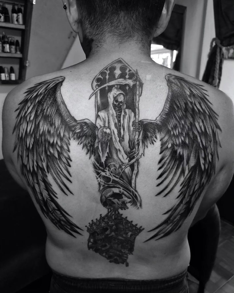 mens wing tattoo for the back 0060