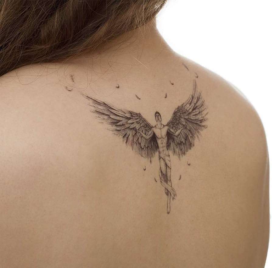 mens wing tattoo for the back 0064