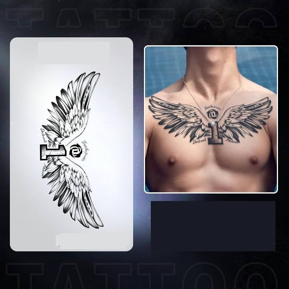 mens wing tattoo for the back 0068